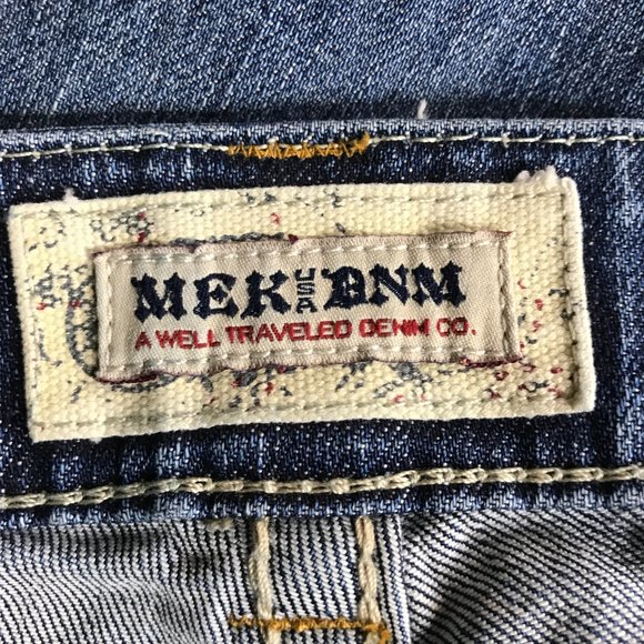 MEK Prague Boot Cut Jeans Womens 31x34 Medium Wash Denim Mid Rise Distressed - Picture 13 of 15